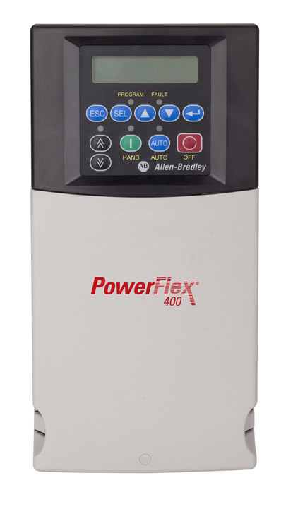 PowerFlex 400, Fan ve Pompa Tahriki. 480 VAC, 3 PH. 30 Amper. 20 HP, 15 kW Çerçeve Boyutu C, IP20 (Açık). Sabit Tuş Takımı. RS485 (Fren IGBT'si olmadan) image