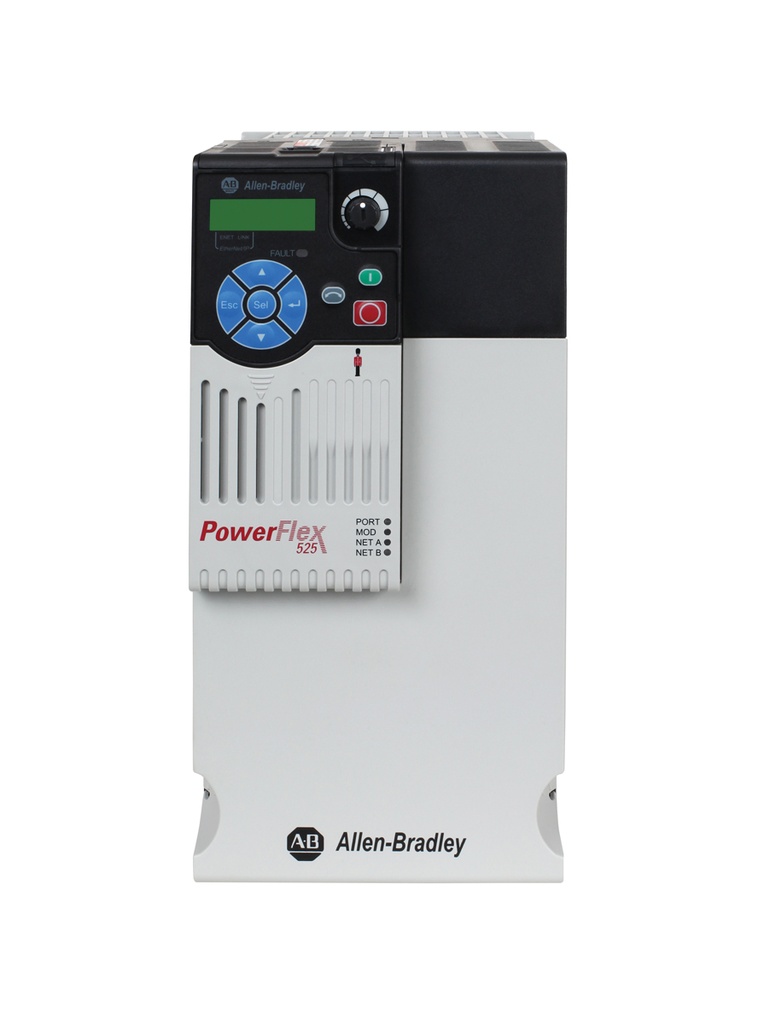 PowerFlex 525 AC Sürücü, Gömülü EtherNet/IP ve Güvenlik, 380...480V AC, 3 Faz, 30 Amper, 20 Hp, 15 kW Normal Görev; 15 Hp, 11 kW Ağır Görev, Çerçeve D, IP20 NEMA / Açık Tip, Filtresiz image