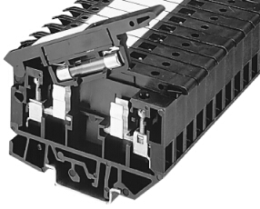 Terminal Bloğu, Vida Bağlantılı, Eriyebilir, Kırmızı LED Atmış Sigorta Göstergesi, 9,1 x 81,3 x 47mm (0,36 x 3,20 x 1,85 inç), 1 Kutuplu, Siyah, Pkg. Adet 25, GERİLİM ORANI UR - 10...57V AC/DC, CSA - 10...57V, IEC - 10...57V, MAKSİMUM AKIM ORANI UR - 15A, CSA image
