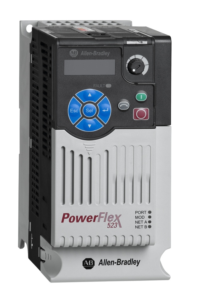 PowerFlex 523 AC Sürücü, 380...480V AC, 3 Faz, 10,5 Amper, 5 Hp, 4 kW Normal Görev; 5 Hp, 4 kW Ağır Görev, Çerçeve B, IP20 NEMA / Açık Tip, Filtresiz image