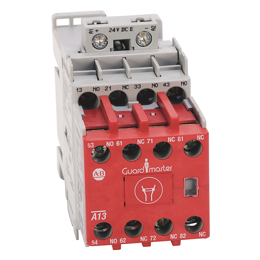 Güvenlik Endüstriyel Rölesi,24V DC Elektronik,Standart Kontak,3 NO, 1 NC,Çatallı Kontak