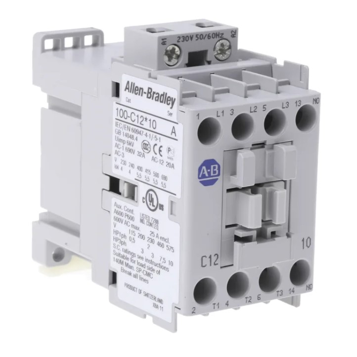 Kontaktör, 12 A, 230V 50/60 Hz, AC, 3 Normalde Açık Kutup, 230V AC 50/60 Hz, 1 NO Kontak ve 0 NC Kontak, Tekli Paket