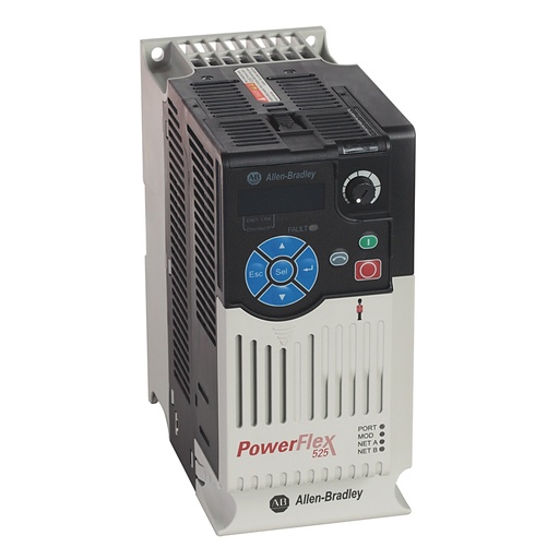 [25B-E6P6N104] PowerFlex 525 AC Sürücü, Gömülü EtherNet/IP ve Güvenlik, 525...600V AC, 3 Faz, 6,6 Amper, 5 Hp, 4 kW Normal Görev; 5 Hp, 4 kW Ağır Görev, Çerçeve B, IP20 NEMA / Açık Tip, Filtresiz