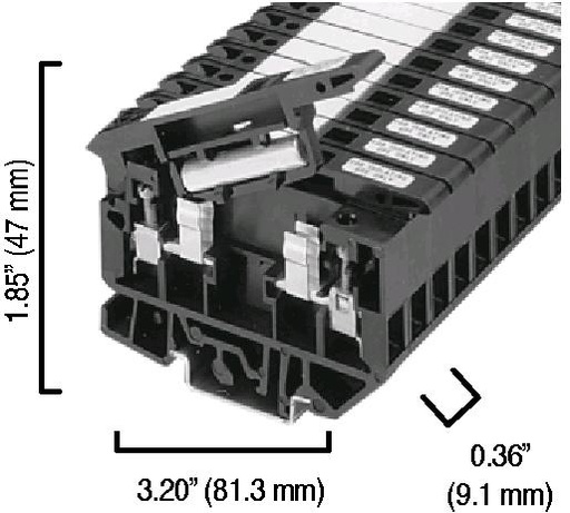 [1492-H5] Terminal Bloğu, Vida Bağlantılı, Eriyebilir, Kırmızı LED Atmış Sigorta Göstergesi, 9,1 x 81,3 x 47mm (0,36 x 3,20 x 1,85 inç), 1 Kutuplu, Siyah, Pkg. Adet 25, GERİLİM ORANI UR - 10...57V AC/DC, CSA - 10...57V, IEC - 10...57V, MAKSİMUM AKIM ORANI UR - 15A, CSA
