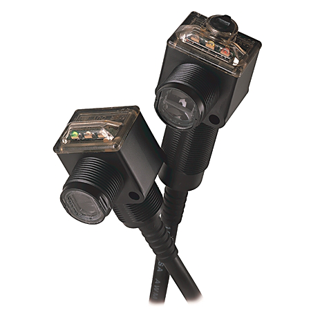 [42EF-R2MPB-A5] RightSight Fotosensör, 18 mm Silindirik, Önden Delikli, İletilen Işın Alıcısı, Görünür Kırmızı, 20.000 mm, Ayarlanabilir Hassasiyet Değil, PNP, DC Tamamlayıcı LO/DO, 5 m (16,4 ft) Kablo