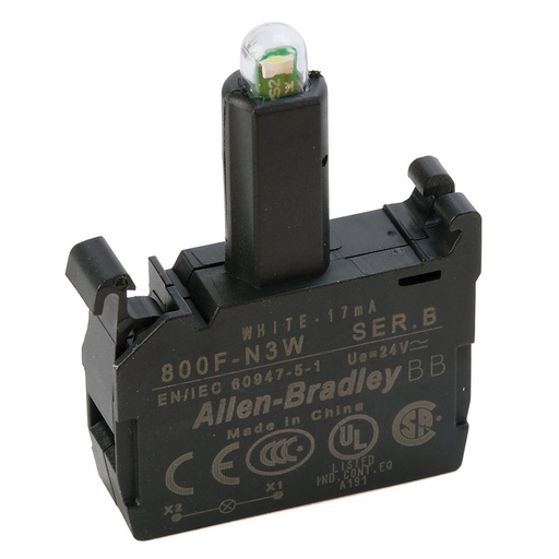 [800F-N3W] 22mm LED Modül, LED, Beyaz, 24V AC/DC, Mandallı Montaj