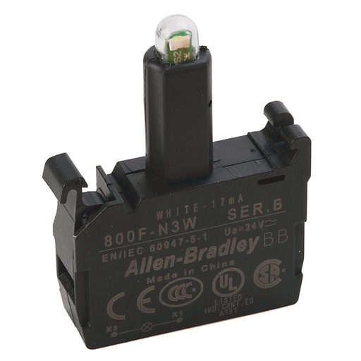 [800F-N3W] 22mm LED Modül, LED, Beyaz, 24V AC/DC, Mandallı Montaj