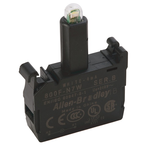 [800F-N7W] 22mm LED Modül, LED, Beyaz, 240V AC, Mandallı Montaj