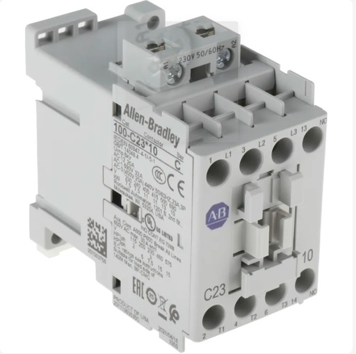 [100-C23KF10] Kontaktör, 23 A, 230V 50/60 Hz, AC, 3 Normalde Açık Kutup, 230V AC 50/60 Hz, 1 NO Kontak ve 0 NC Kontak, Tekli Paket