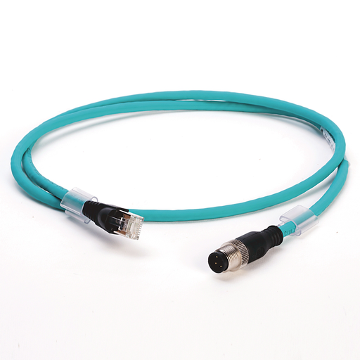 [1585D-M4TBJM-10] Ethernet Ortamı, Mikro D-Kodu, QD Stili, Standart, Düz Erkek, 4 iletken (2 çift), Teal 24 AWG Highflex TPE, Ekransız, 100BASE-TX, 100 Mbit/s, RJ45 Konnektör, Düz Erkek, standart, 10 Metre, Standart